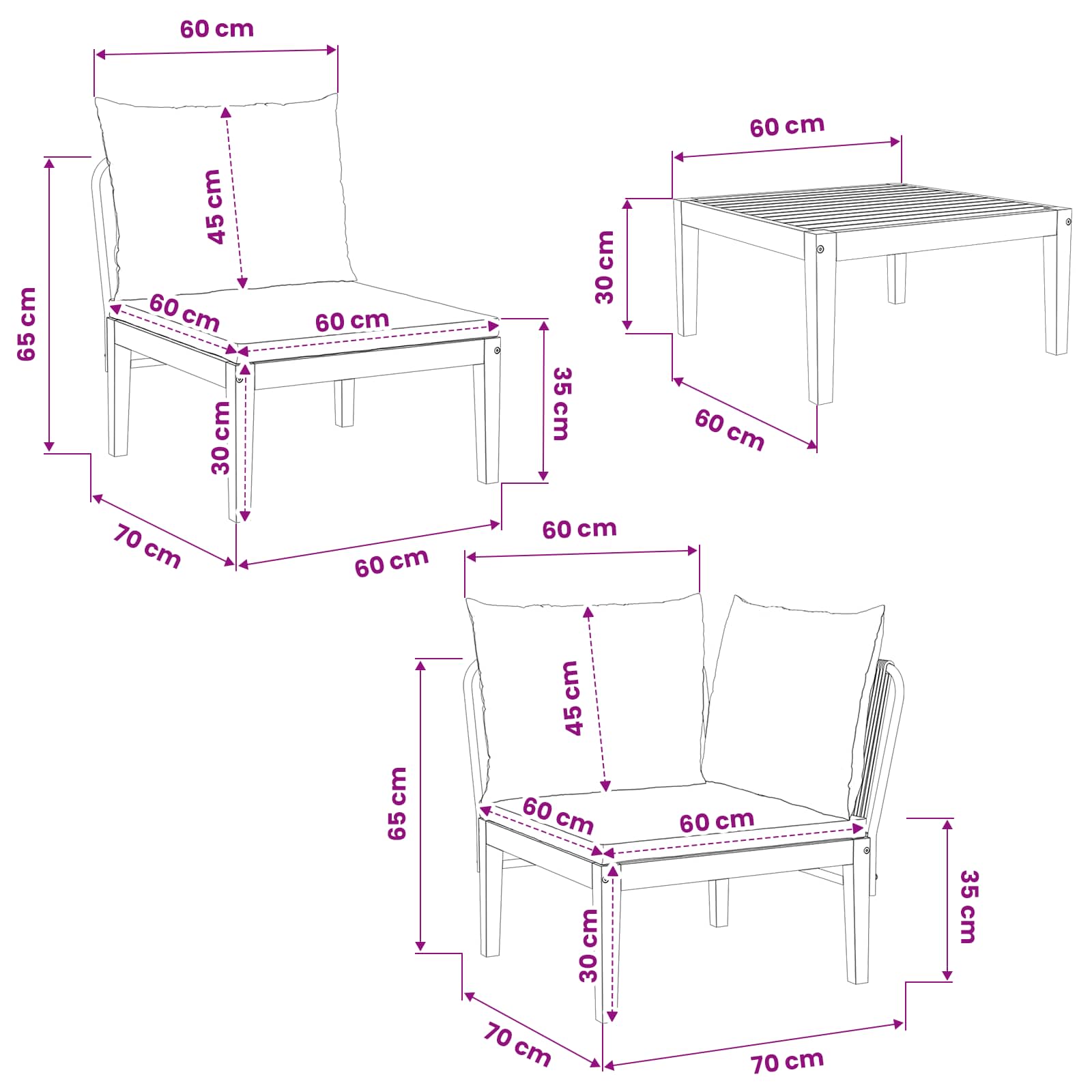 6 τμχ. Στερεό Acacia Ξύλο & Σχοινί Φυσικό - Pakobazaar