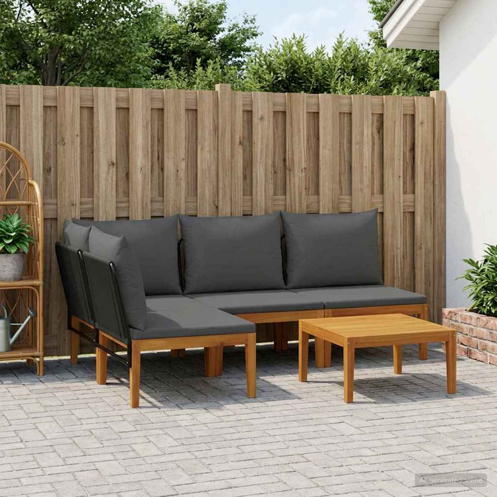 5 τμχ. Στερεό Acacia Ξύλο & Σχοινί Φυσικό - Pakobazaar