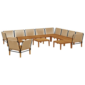 12 pcs Στερεό Acacia Ξύλο & Σχοινί Φυσικό - Pakobazaar