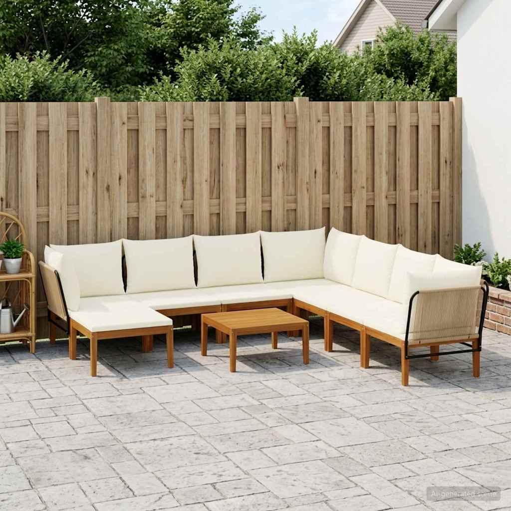 9 pcs Στερεό Acacia Ξύλο & Σχοινί Φυσικό - Pakobazaar