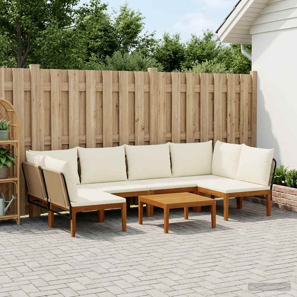 7 pcs Στερεό Acacia Ξύλο & Σχοινί Φυσικό