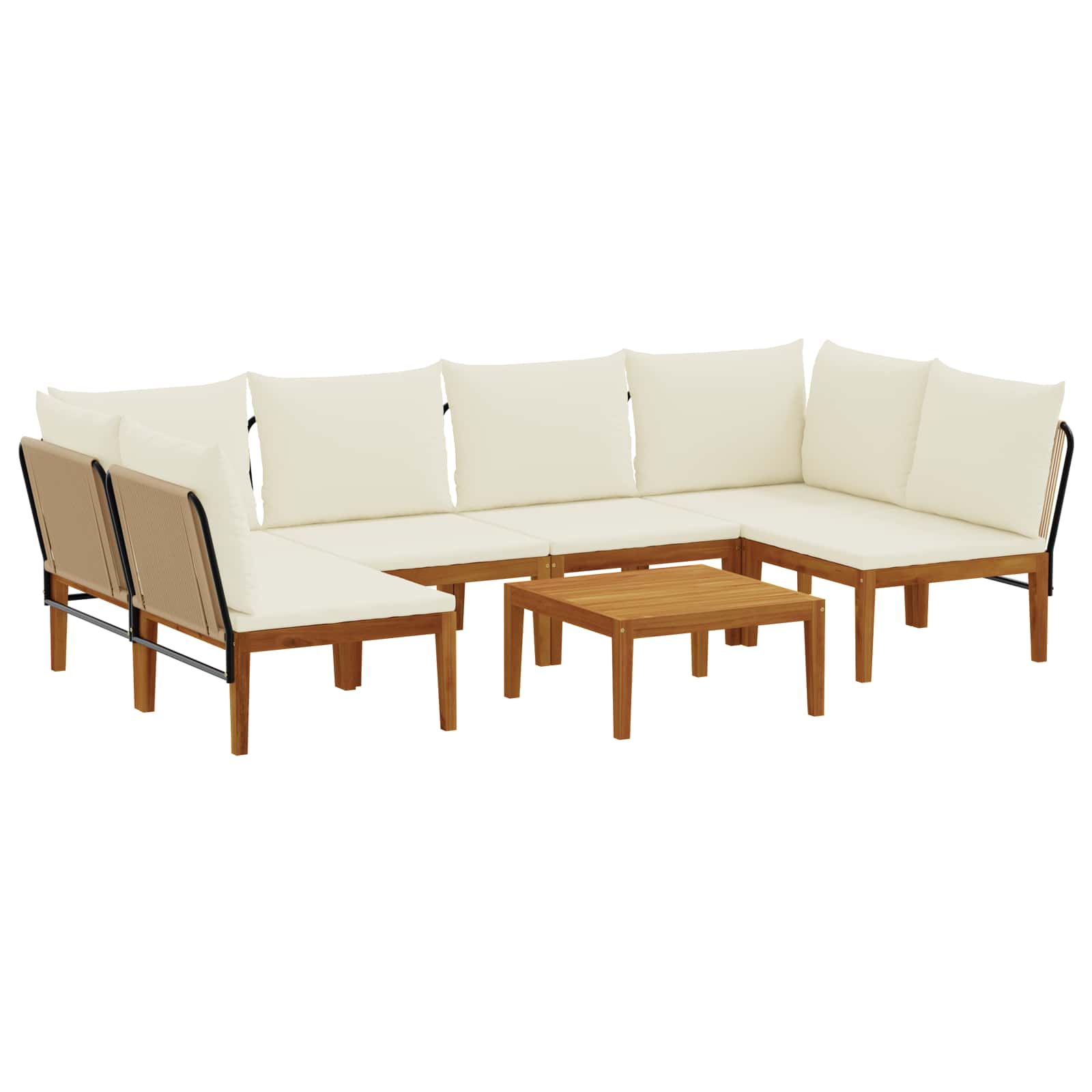 7 pcs Στερεό Acacia Ξύλο & Σχοινί Φυσικό