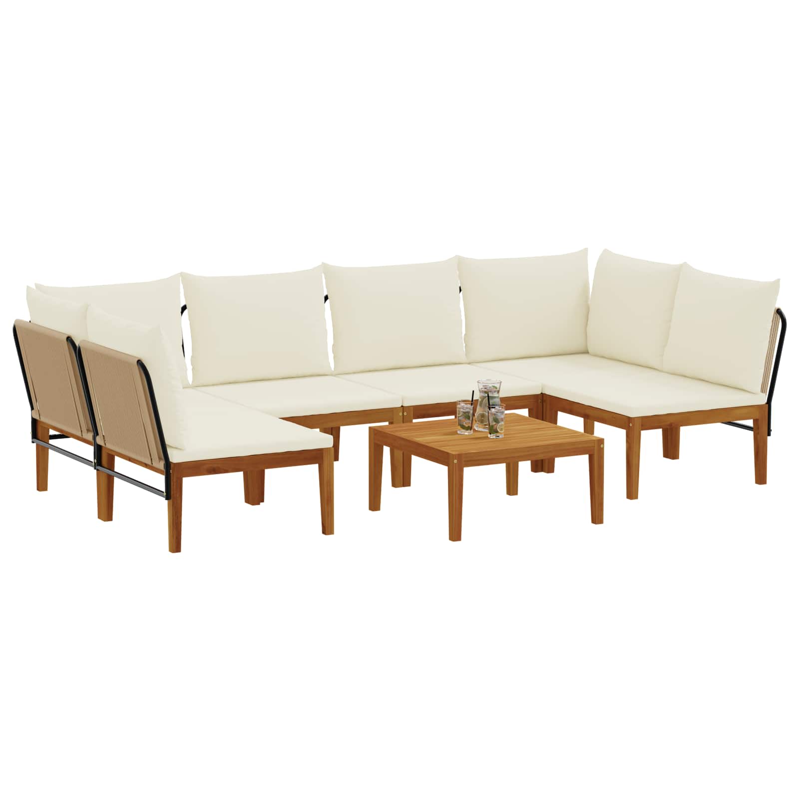 7 pcs Στερεό Acacia Ξύλο & Σχοινί Φυσικό
