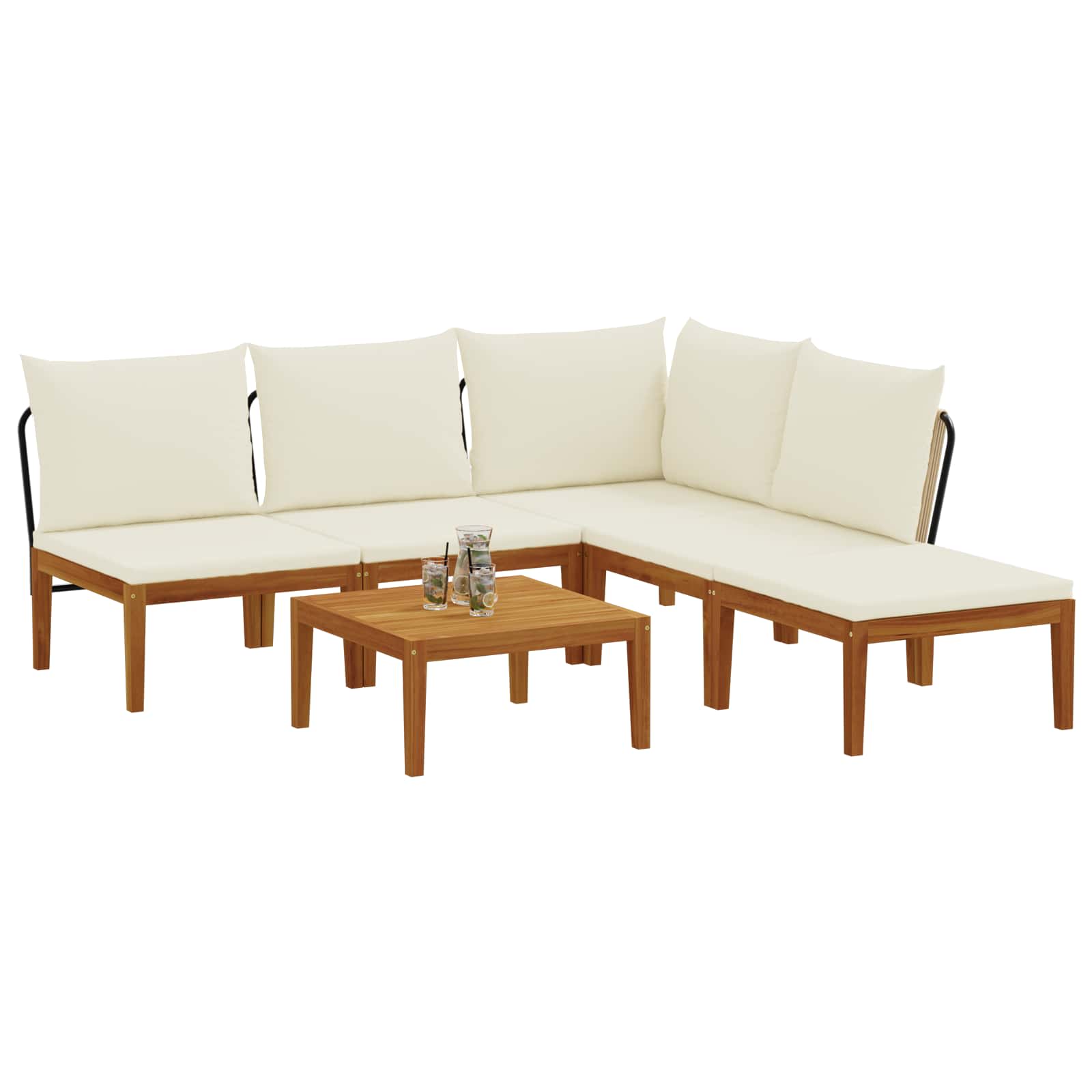 6 pcs Στερεό Acacia Ξύλο & Σχοινί Φυσικό
