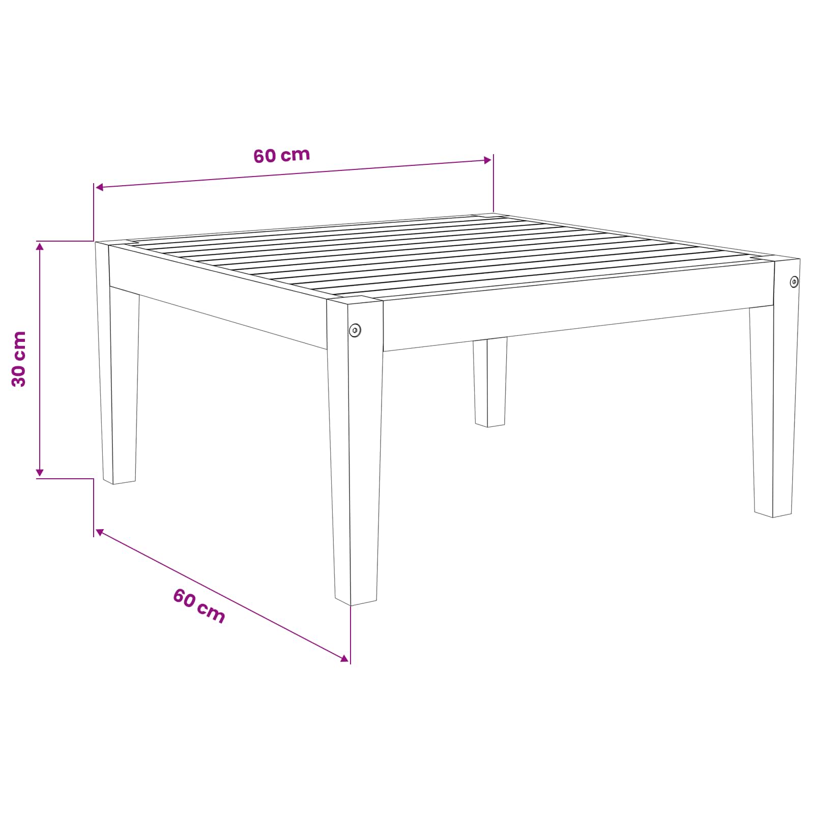τραπέζι Στερεό Ξύλο Ακακίας Φυσικό 60 x 60 x 30 cm - Pakobazaar