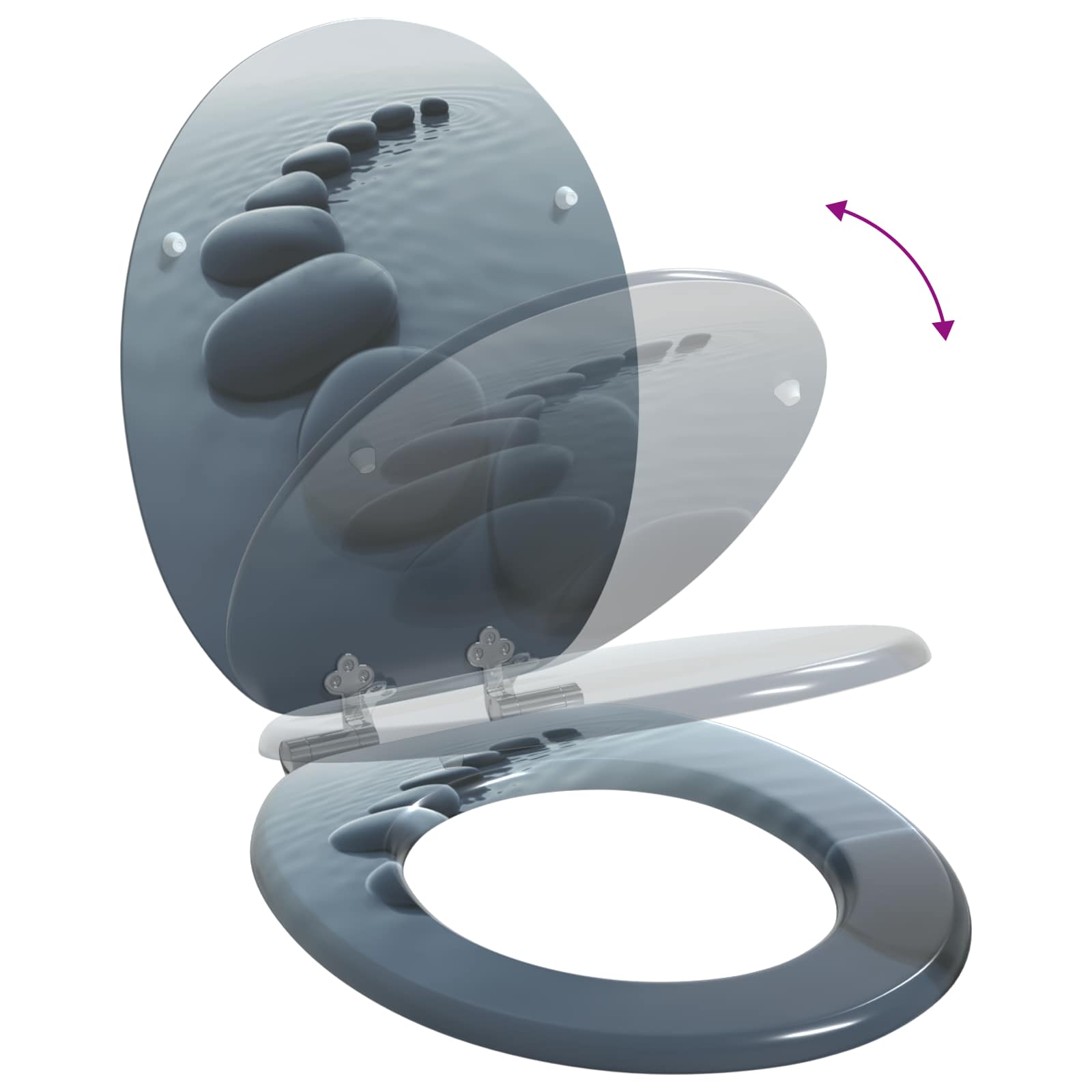 Μαλακή κλειστή λεκάνη Γκρι 44 x 38 εκ. Πίνακας MDF - Pakobazaar