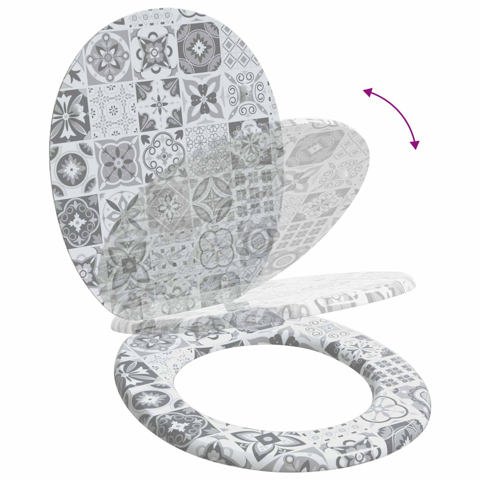 Μαλακή κλειστή λεκάνη Γκρι 44 x 38 εκ. Πίνακας MDF - Pakobazaar