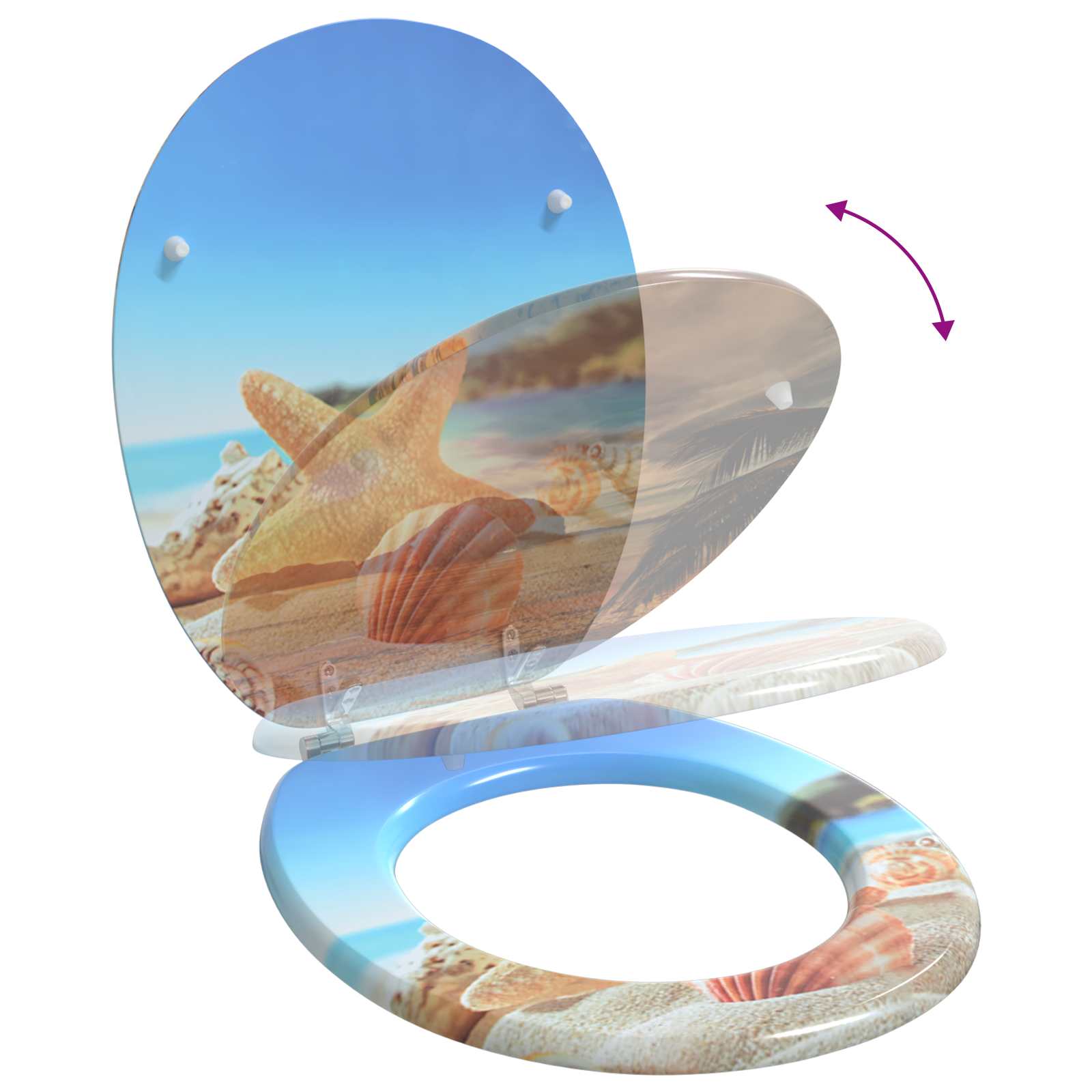 Μαλακή κλειστή λεκάνη Ανοιχτό μπλε 44 x 38 εκ. Πίνακας MDF - Pakobazaar