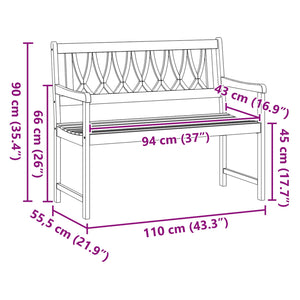 Εξωτερικός πάγκος Φυσικό 110 x 55,5 x 90 cm Στερεό Ξύλο Ακακίας - Pakobazaar