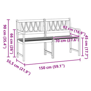 Εξωτερικός πάγκος Φυσικό 150 x 55,5 x 90 cm Στερεό Ξύλο Ακακίας - Pakobazaar