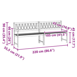 Εξωτερικός πάγκος Φυσικό 220 x 55,5 x 90 εκ. - Pakobazaar