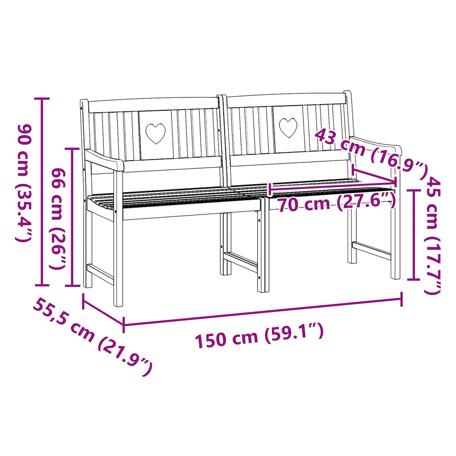 Εξωτερικός πάγκος Φυσικό 150 x 55,5 x 90 cm Στερεό Ξύλο Ακακίας - Pakobazaar