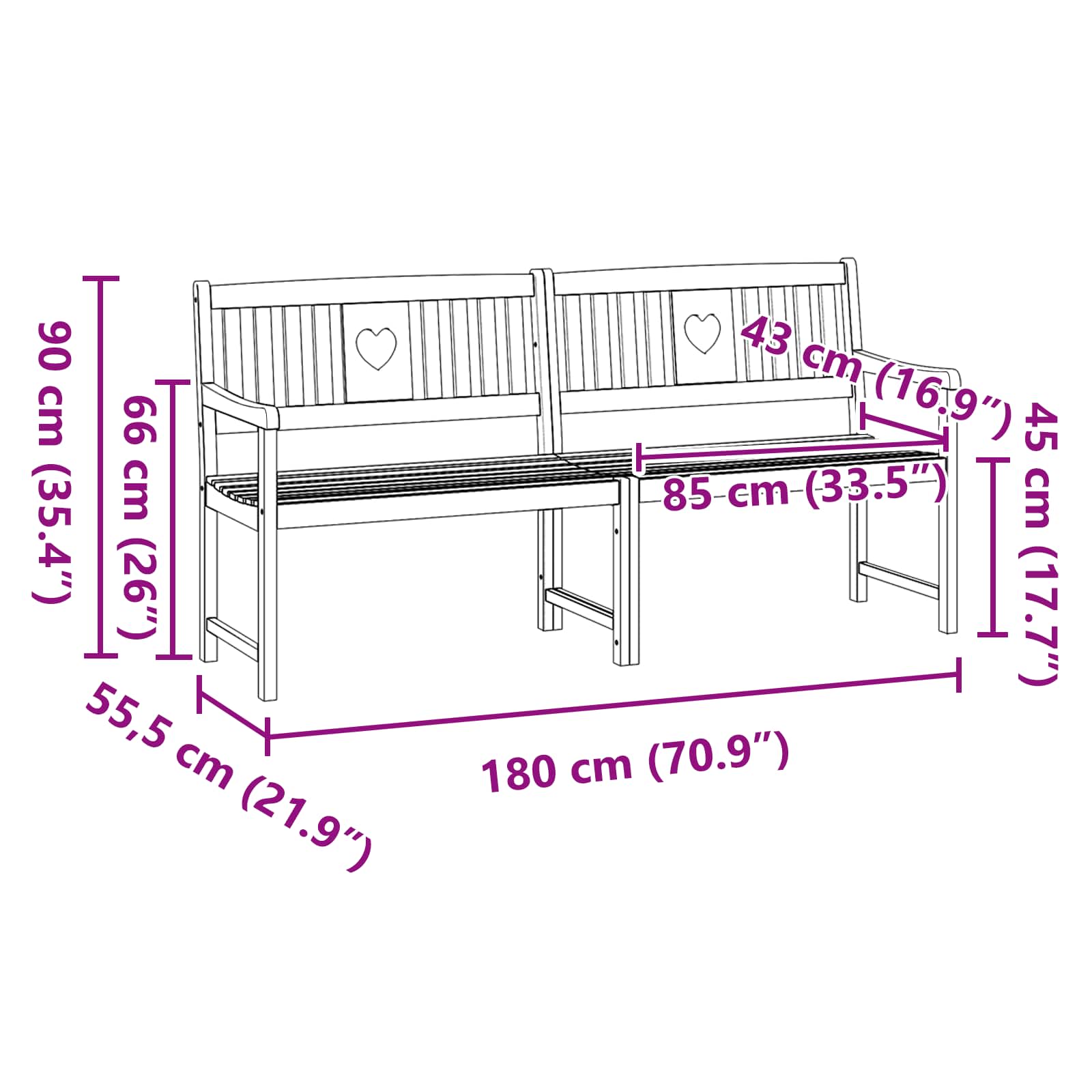 Εξωτερικός πάγκος Φυσικό 180 x 55,5 x 90 cm Στερεό Ξύλο Ακακίας - Pakobazaar