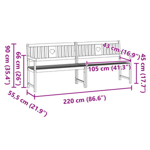 Εξωτερικός πάγκος Φυσικό 220 x 55,5 x 90 εκ. - Pakobazaar