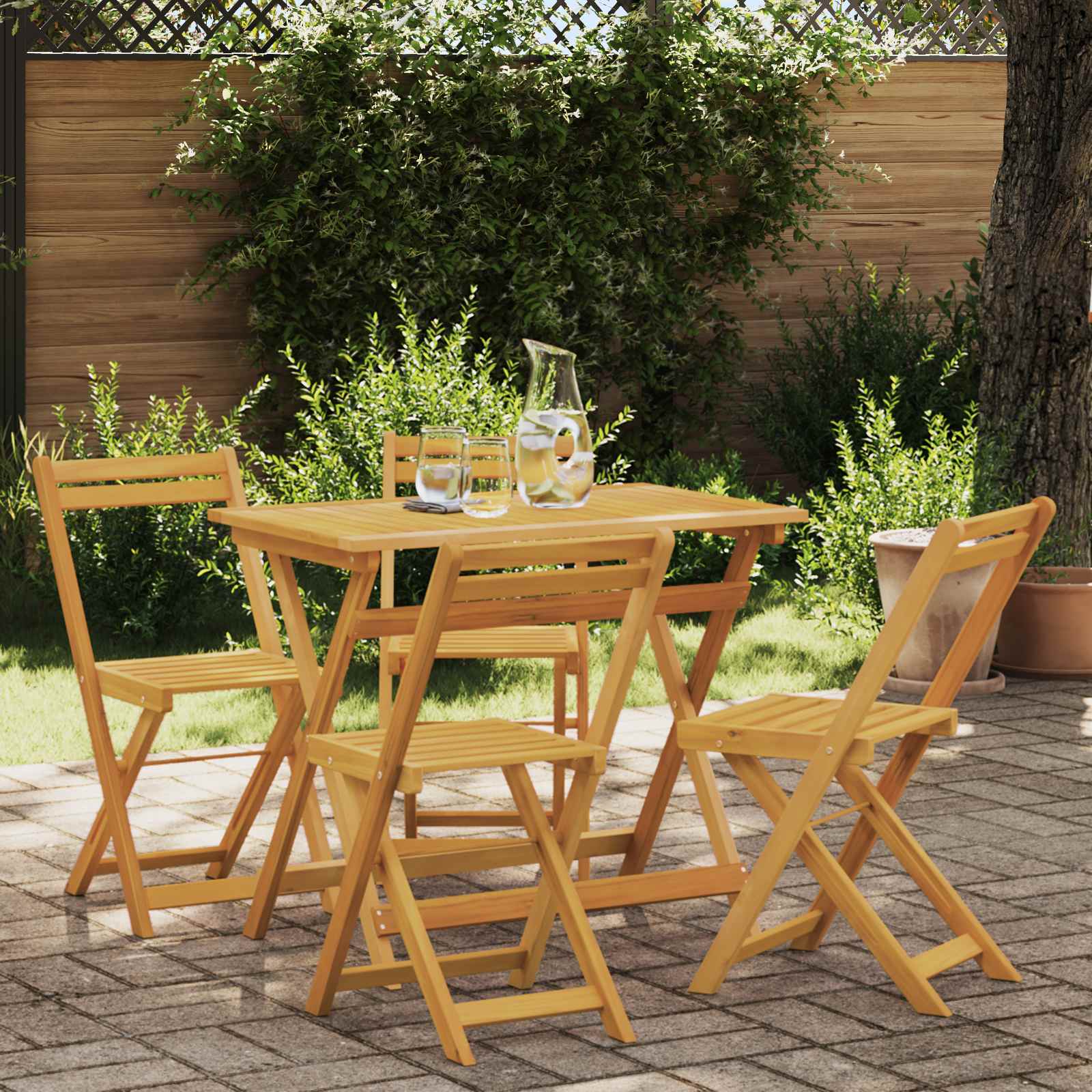 Φορητές καρέκλες κήπου 4 pcs Φυσικό 40 x 53 x 80 εκ - Pakobazaar
