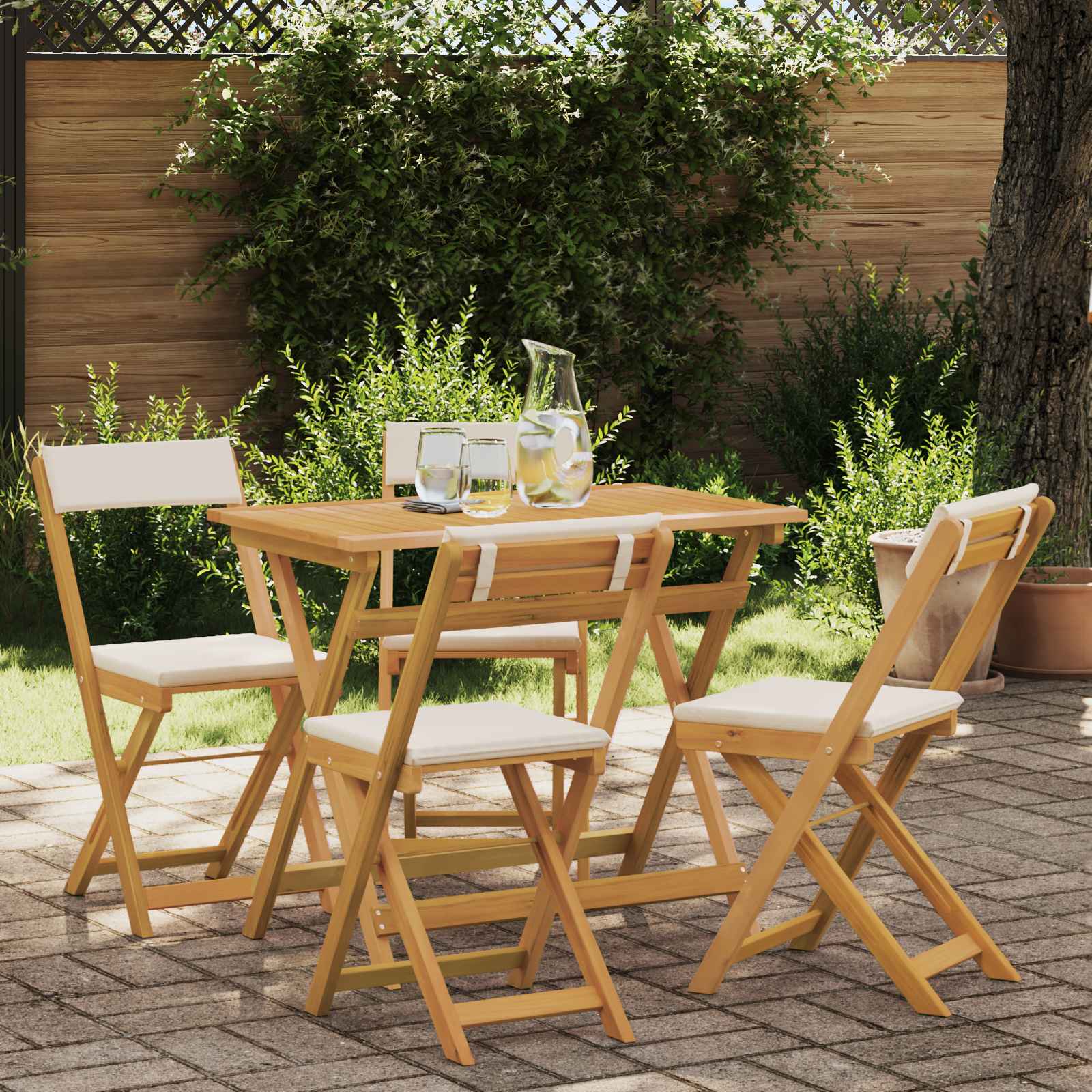 Καρέκλες εξωτερικής βεράντας 4 pcs Λευκό κρεμ 40 x 53 x 80 εκ - Pakobazaar