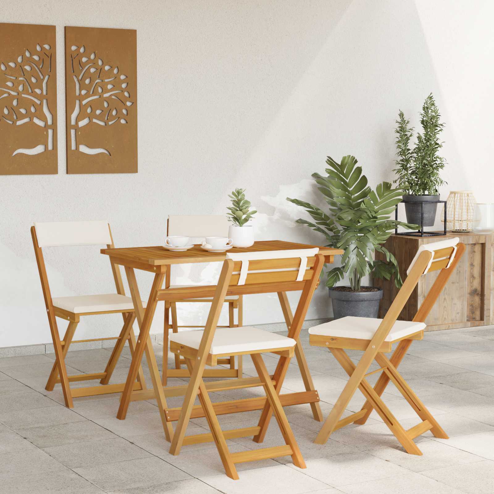 Καρέκλες εξωτερικής βεράντας 4 pcs Λευκό κρεμ 40 x 53 x 80 εκ - Pakobazaar
