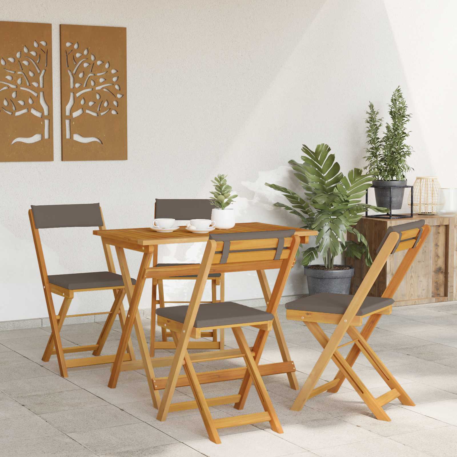 Καρέκλες εξωτερικής βεράντας 4 pcs Σκούρο Γκρι 40 x 53 x 80 εκ - Pakobazaar
