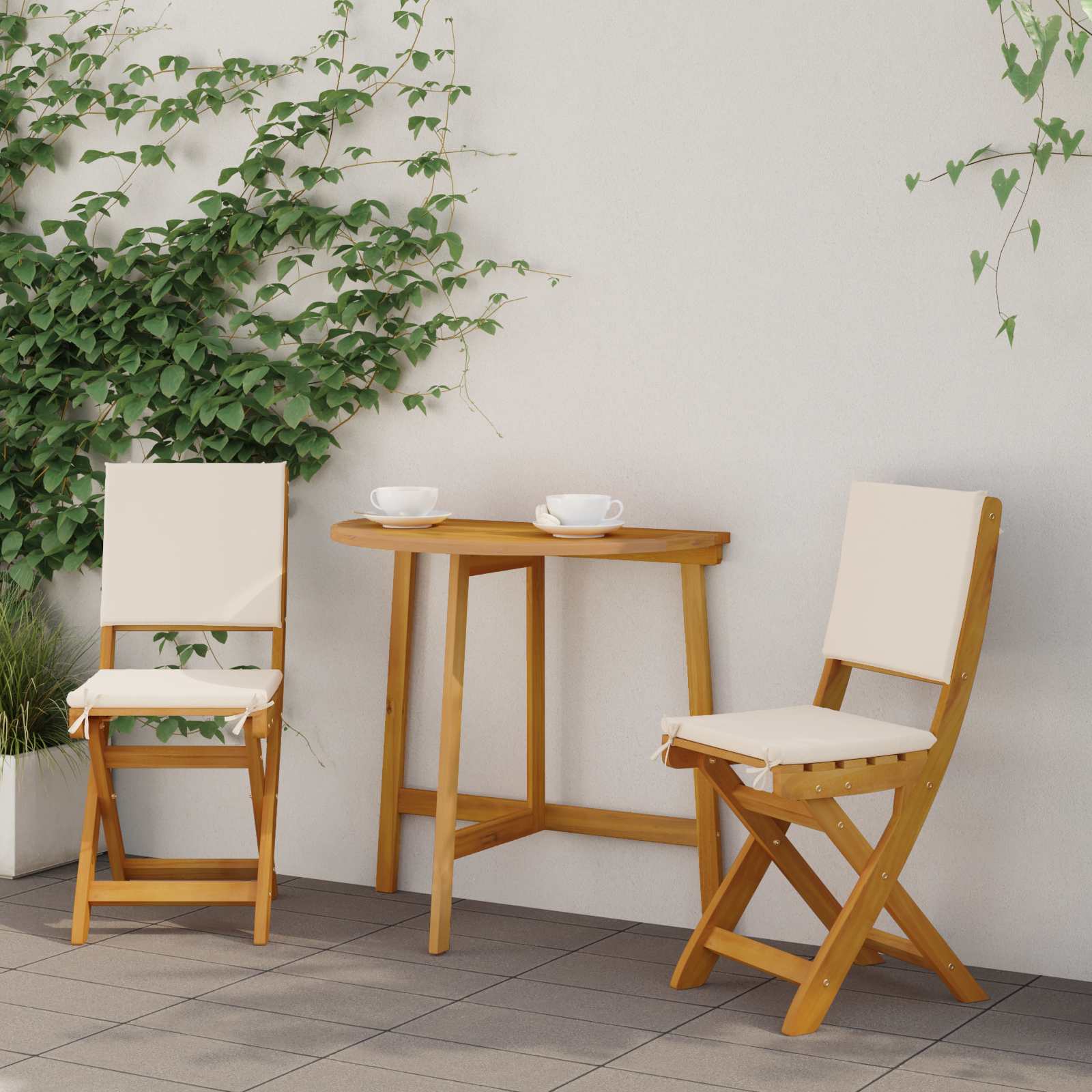 Καρέκλες εξωτερικής βεράντας 2 pcs Λευκό κρεμ 38 x 46 x 85 εκ. - Pakobazaar