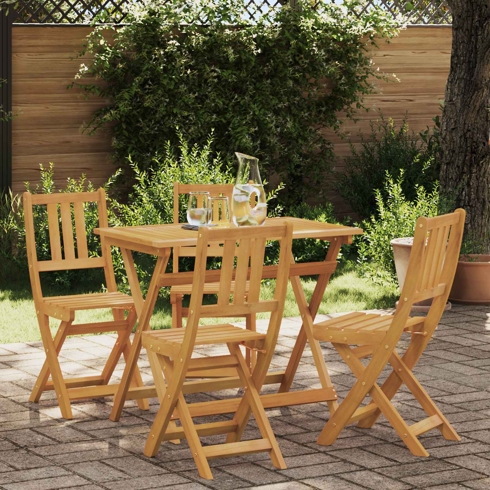 Καρέκλες εξωτερικής βεράντας 4 pcs Φυσικό 40 x 42 x 85 εκ - Pakobazaar