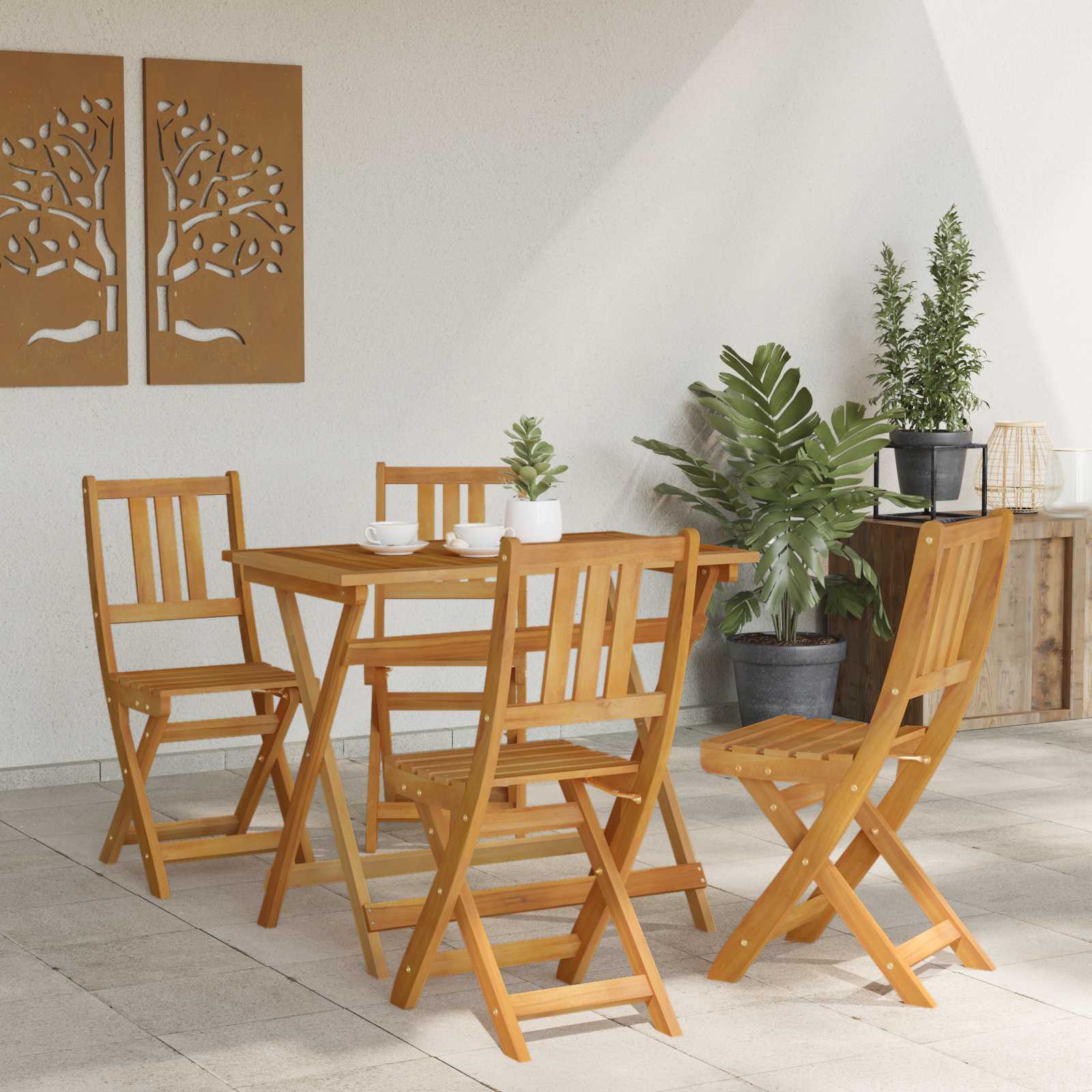 Καρέκλες εξωτερικής βεράντας 4 pcs Φυσικό 40 x 42 x 85 εκ - Pakobazaar