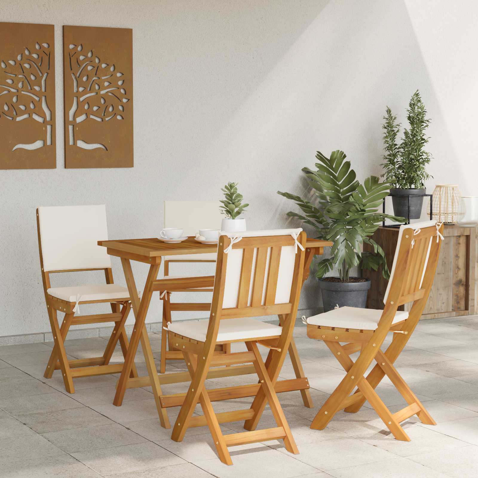 Καρέκλες εξωτερικής βεράντας 4 pcs Λευκό κρεμ 38 x 46 x 85 εκ. - Pakobazaar
