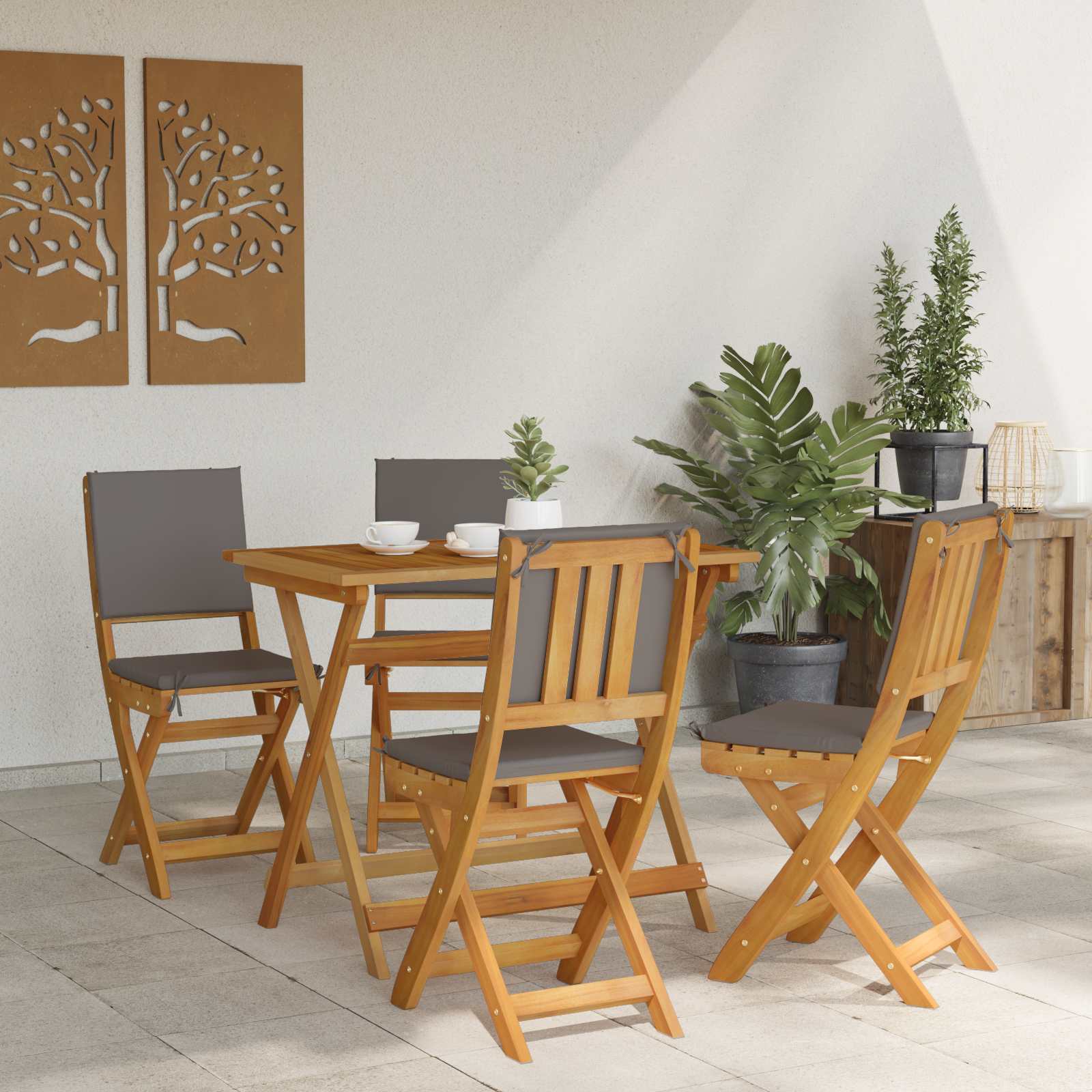 Καρέκλες εξωτερικής βεράντας 4 pcs Σκούρο Γκρι 38 x 46 x 85 εκ. - Pakobazaar