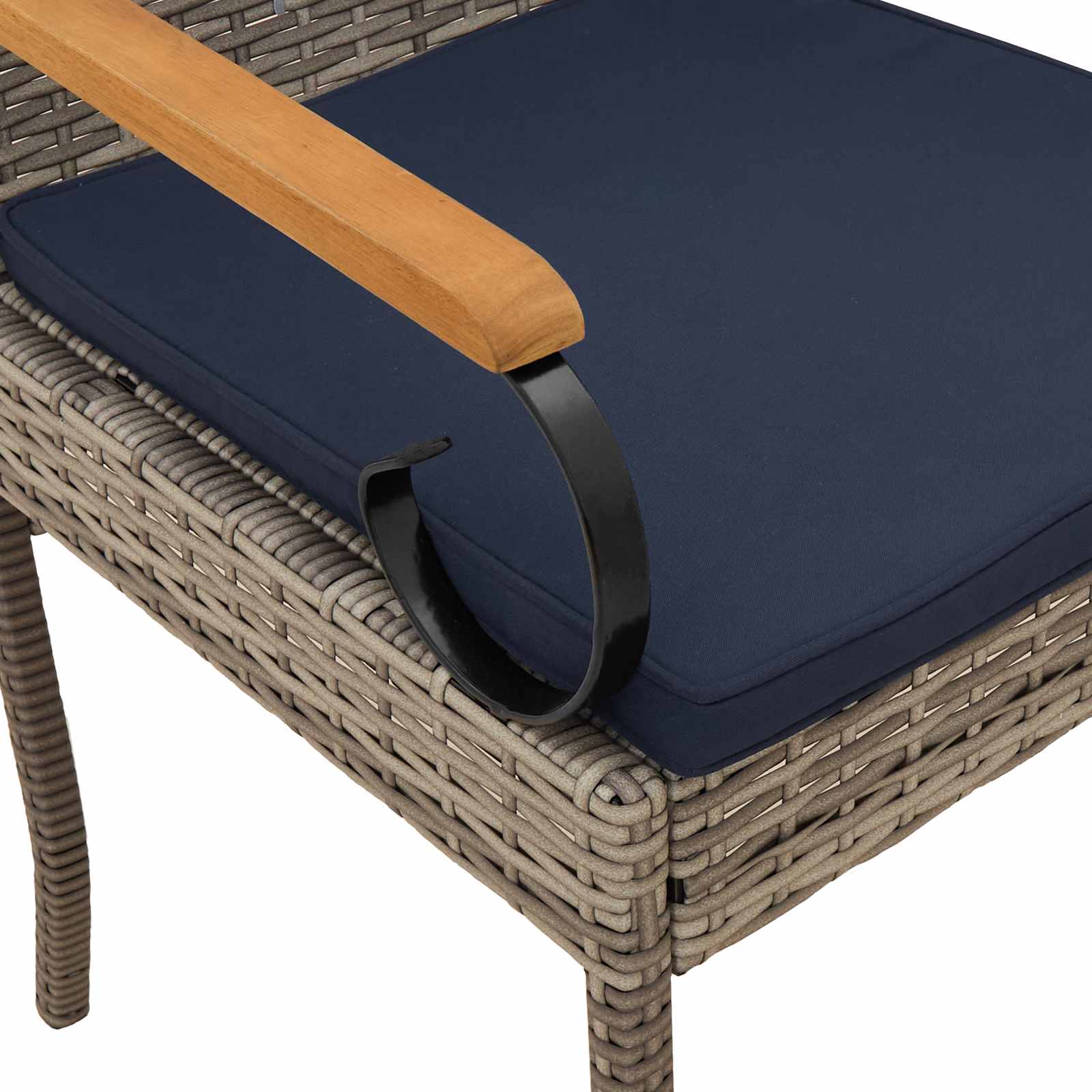 Καρέκλες Κήπου 2 pcs Γκρι και Navy Blue Πολυ Ράτταν και Ακακία - Pakobazaar