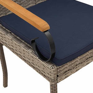 Καρέκλες Κήπου 2 pcs Γκρι και Navy Blue Πολυ Ράτταν και Ακακία - Pakobazaar
