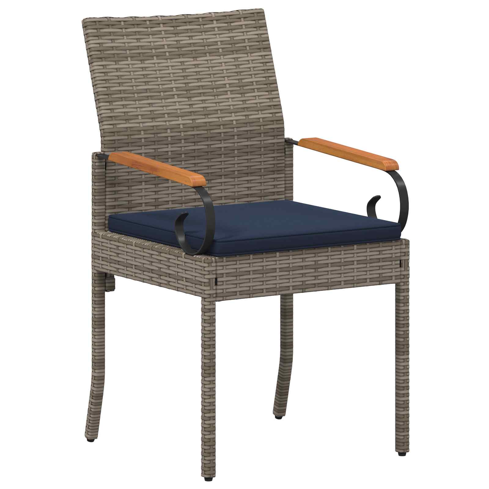 Καρέκλες Κήπου 2 pcs Γκρι και Navy Blue Πολυ Ράτταν και Ακακία - Pakobazaar