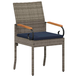 Καρέκλες Κήπου 2 pcs Γκρι και Navy Blue Πολυ Ράτταν και Ακακία - Pakobazaar