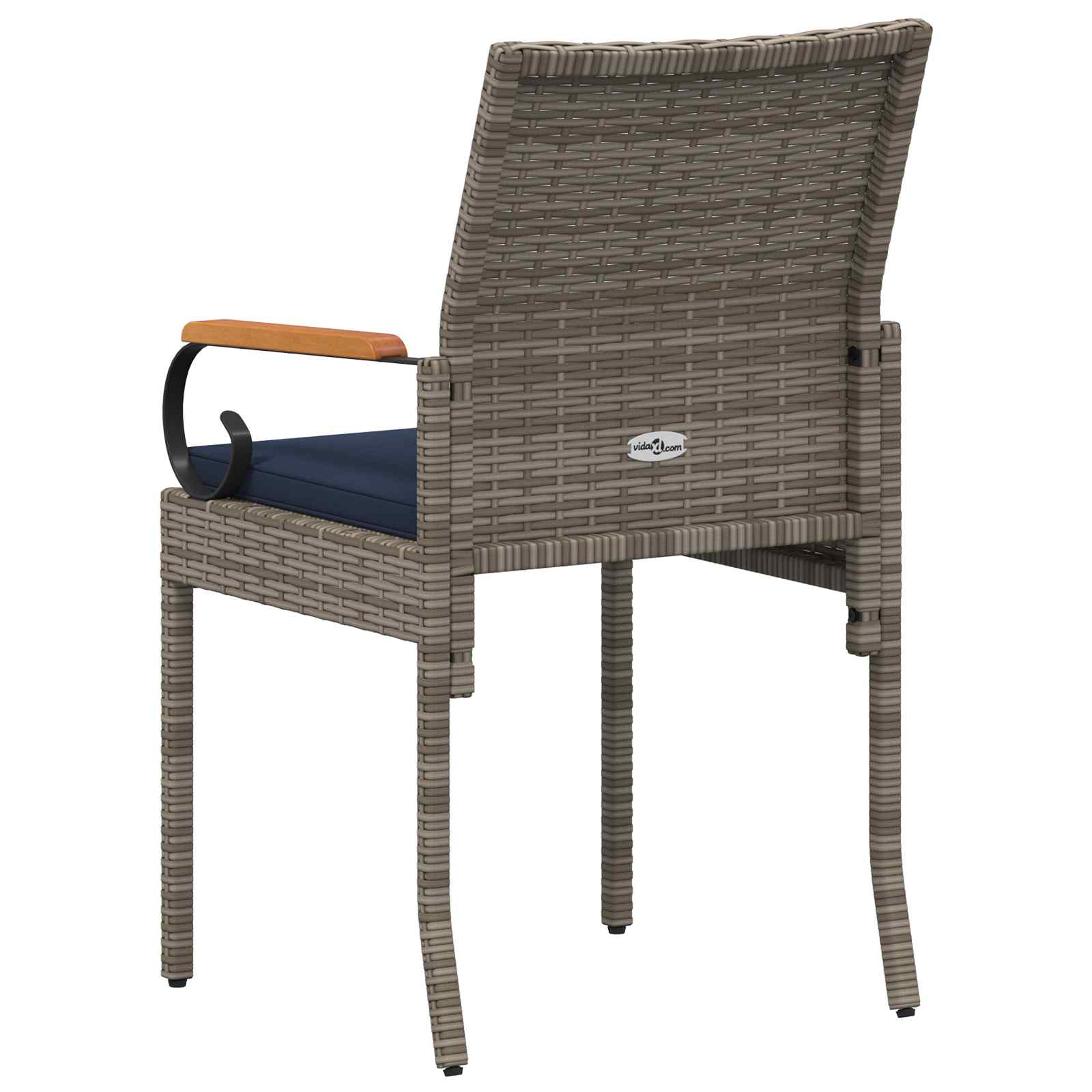 Καρέκλες Κήπου 2 pcs Γκρι και Navy Blue Πολυ Ράτταν και Ακακία - Pakobazaar