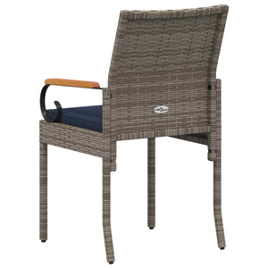 Καρέκλες Κήπου 2 pcs Γκρι και Navy Blue Πολυ Ράτταν και Ακακία - Pakobazaar