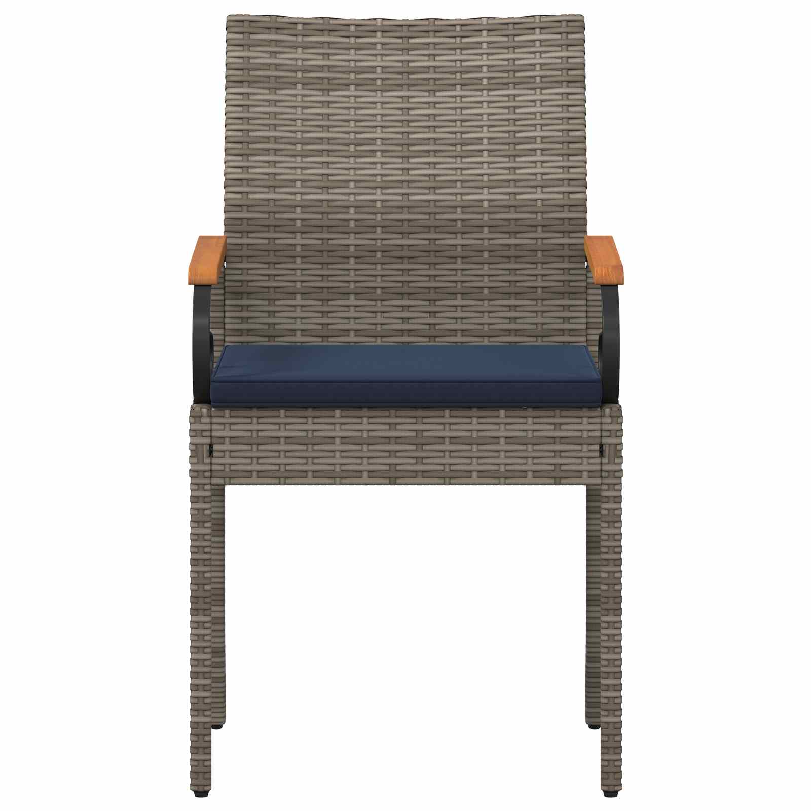 Καρέκλες Κήπου 2 pcs Γκρι και Navy Blue Πολυ Ράτταν και Ακακία - Pakobazaar