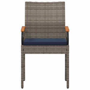 Καρέκλες Κήπου 2 pcs Γκρι και Navy Blue Πολυ Ράτταν και Ακακία - Pakobazaar