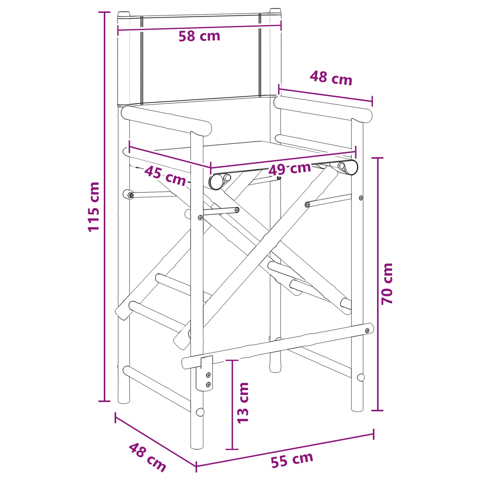 Αναδιπλούμενη καρέκλα διευθυντή 2 pcs Φυσικό 58 x 48 x 115 εκ. - Pakobazaar