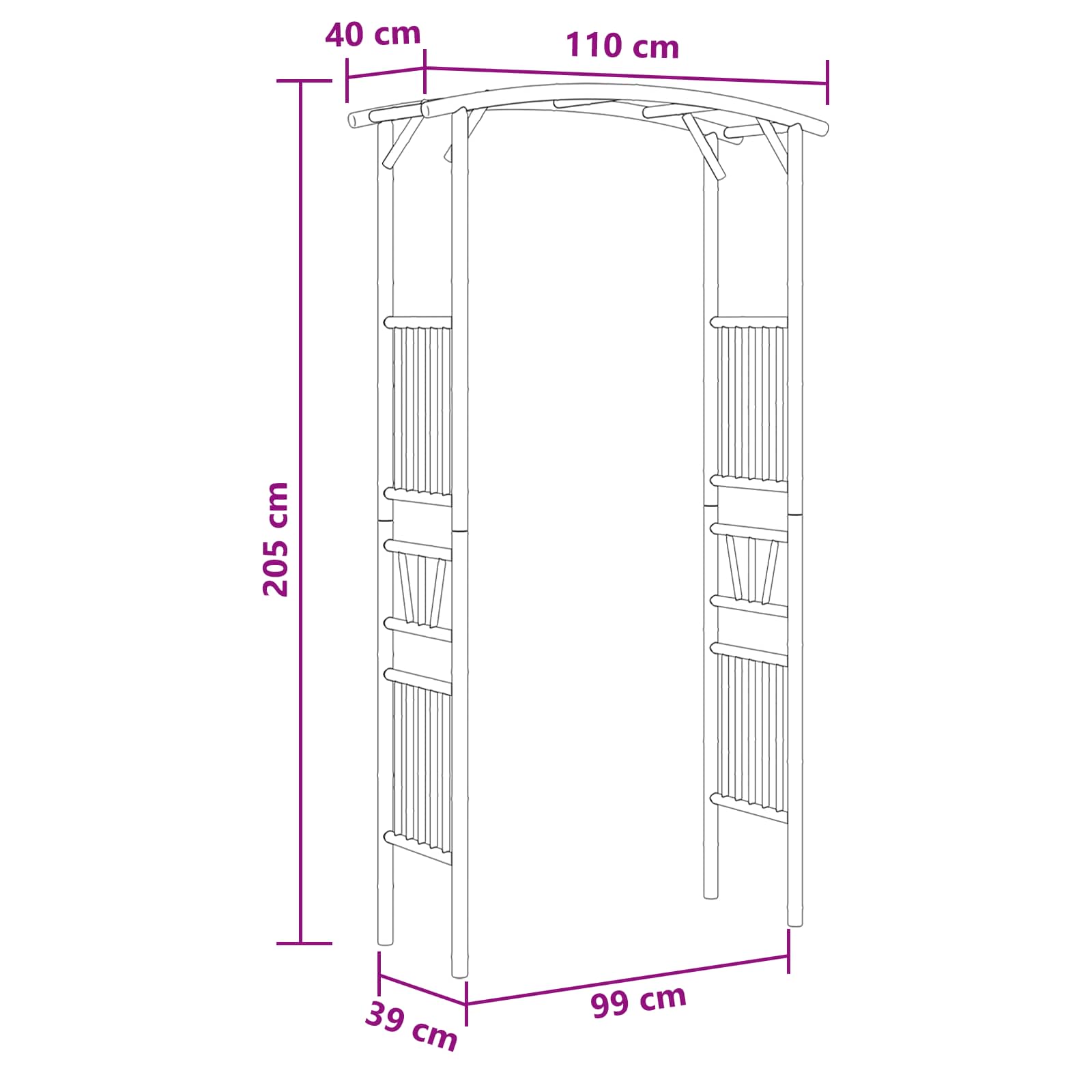 Κήπος Αψίδα Φυσικό 110 x 40 x 205 εκ. Μπαμπού - Pakobazaar