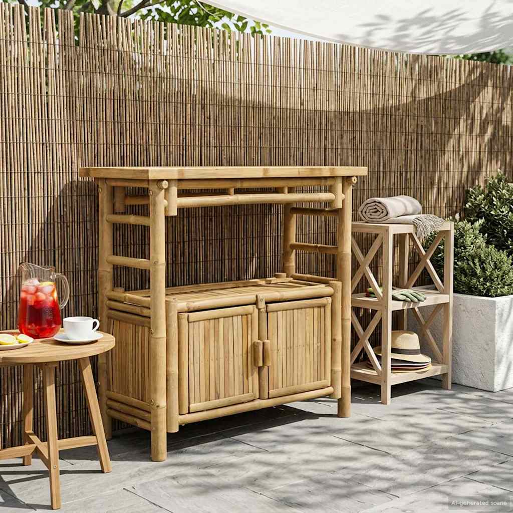 Τραπέζι κονσόλας με ράφι Φυσικό 80 x 35 x 75 cm Μπαμπού - Pakobazaar