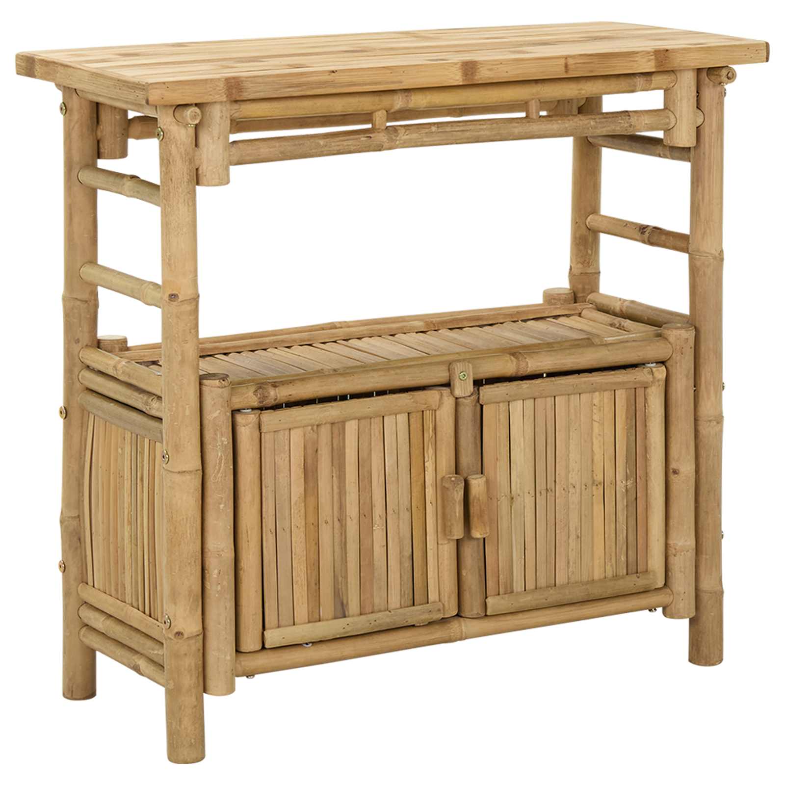 Τραπέζι κονσόλας με ράφι Φυσικό 80 x 35 x 75 cm Μπαμπού - Pakobazaar