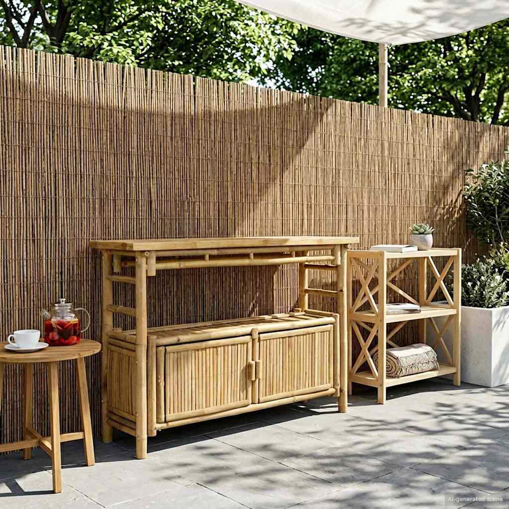 Τραπέζι κονσόλας με ράφι Φυσικό 110 x 35 x 75 cm Μπαμπού - Pakobazaar