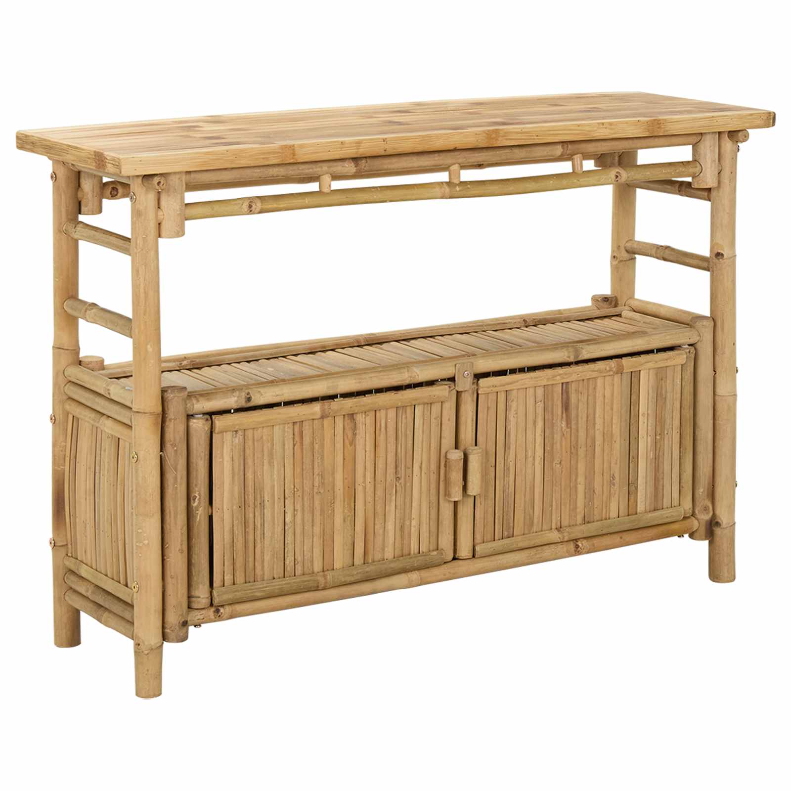 Τραπέζι κονσόλας με ράφι Φυσικό 110 x 35 x 75 cm Μπαμπού - Pakobazaar