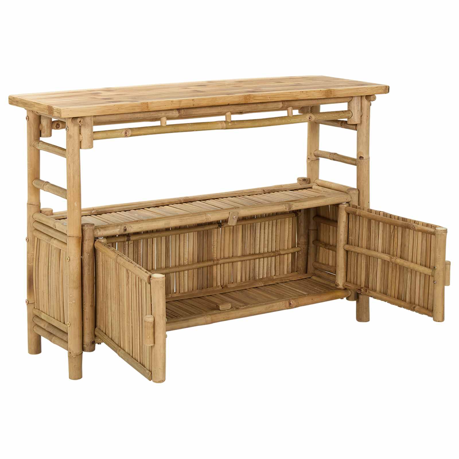 Τραπέζι κονσόλας με ράφι Φυσικό 110 x 35 x 75 cm Μπαμπού - Pakobazaar