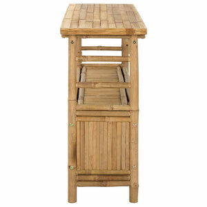 Τραπέζι κονσόλας με ράφι Φυσικό 110 x 35 x 75 cm Μπαμπού - Pakobazaar