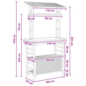 Εξωτερικό τραπέζι μπαρ Φυσικό 110 x 50 x 210 εκ. Μπαμπού - Pakobazaar