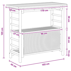 Εξωτερικό τραπέζι μπαρ με ράφι Φυσικό 110 x 50 x 105 εκ Μπαμπού - Pakobazaar