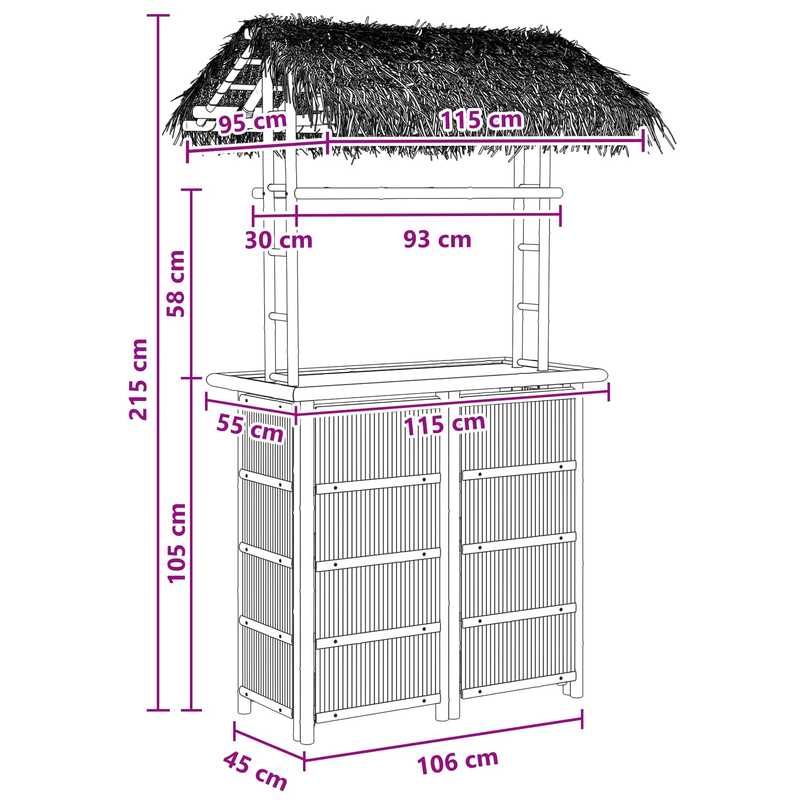 Εξωτερικό τραπέζι μπαρ Φυσικό 115 x 95 x 215 εκ. Μπαμπού - Pakobazaar