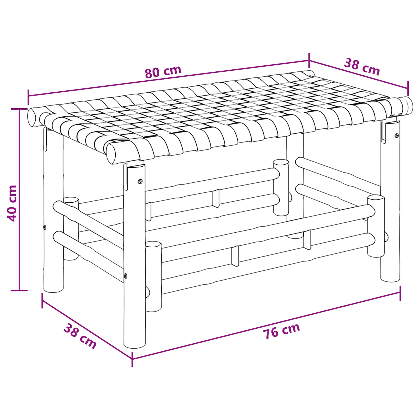 Παγκάκι κήπου Φυσικό 80 x 38 x 40 εκ Μπαμπού - Pakobazaar
