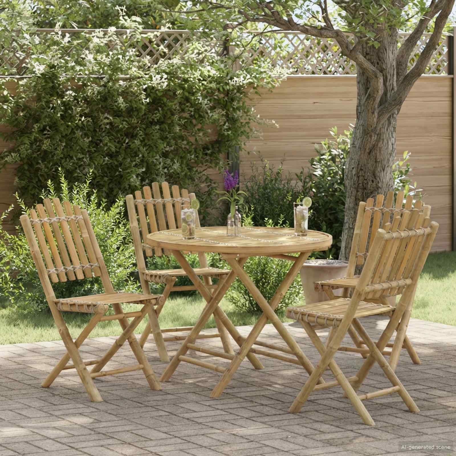 Καρέκλα Κήπου 4 pcs Φυσικό 42 x 53 x 90 εκ Μπαμπού - Pakobazaar