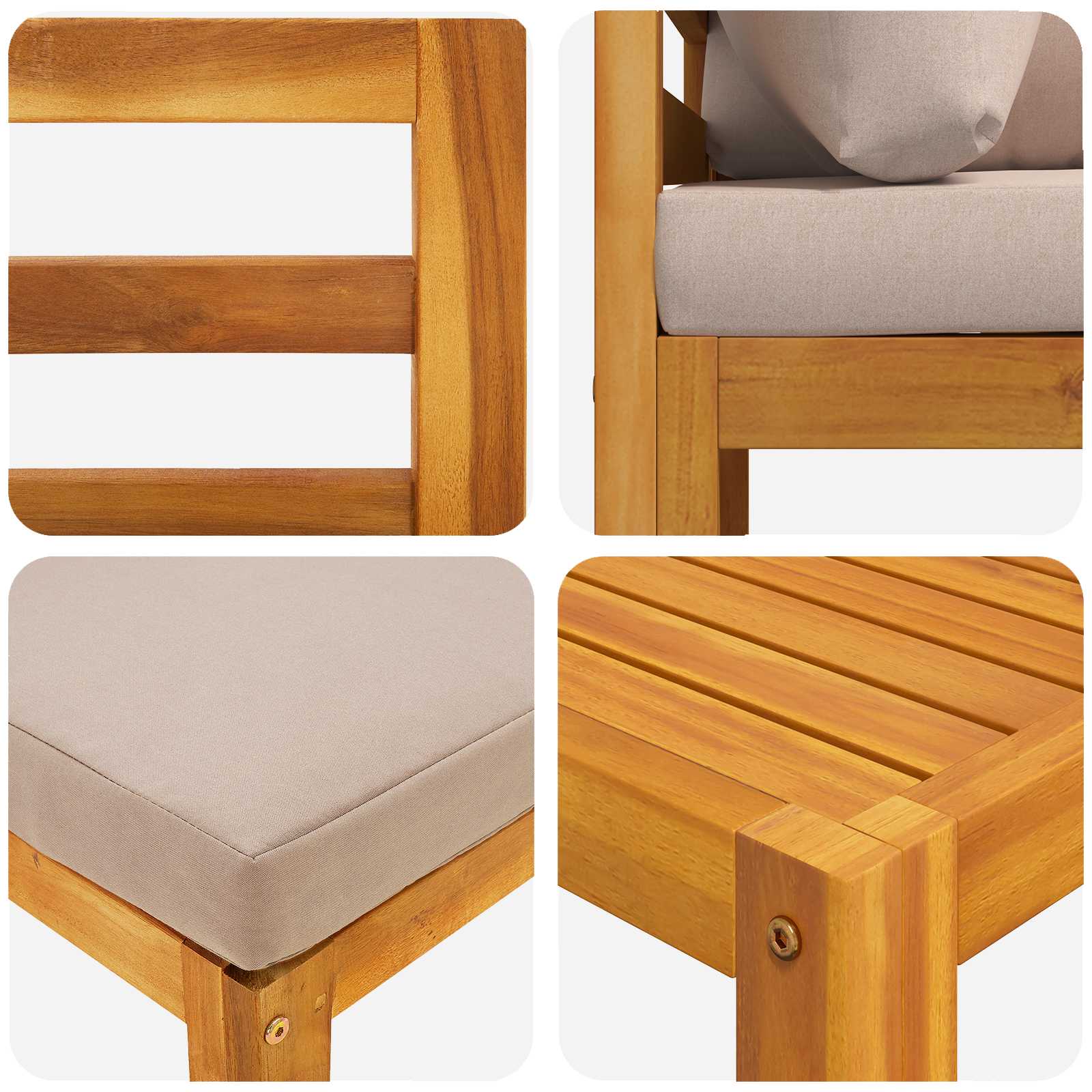 Σετ Καναπέ 5 τμχ. Φυσικό Στερεό Ξύλο Ακακίας