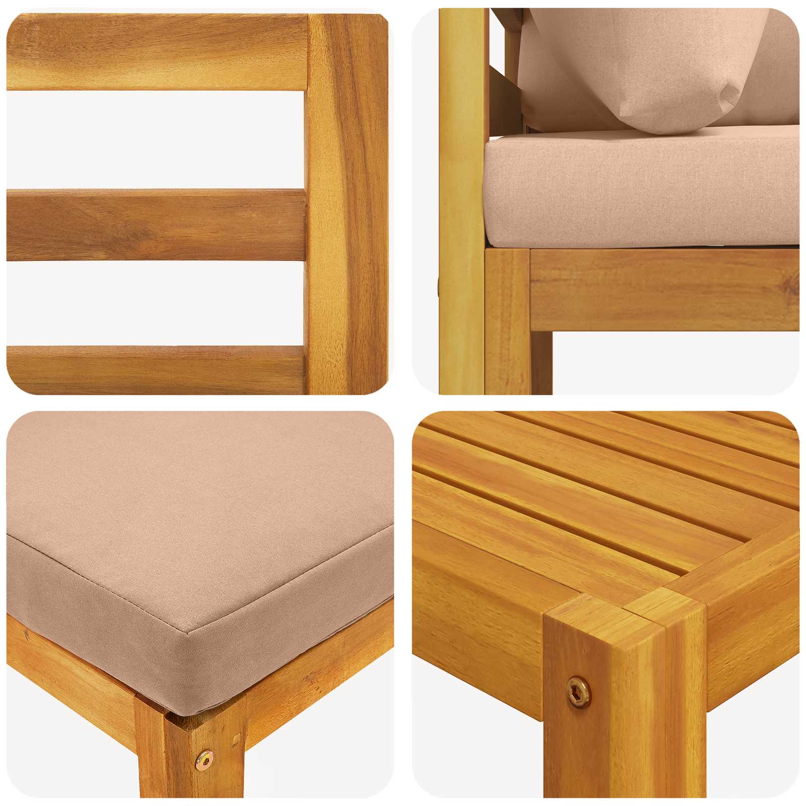 Σετ Καναπέ 7 τμχ. Φυσικό Στερεό Ξύλο Ακακίας